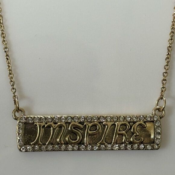 INSPIRE Bar Charm Sign With Rhinestones Pendant Necklace - Picture 11 of 11